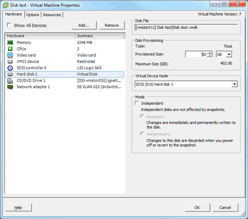 VMware virtual disk increase